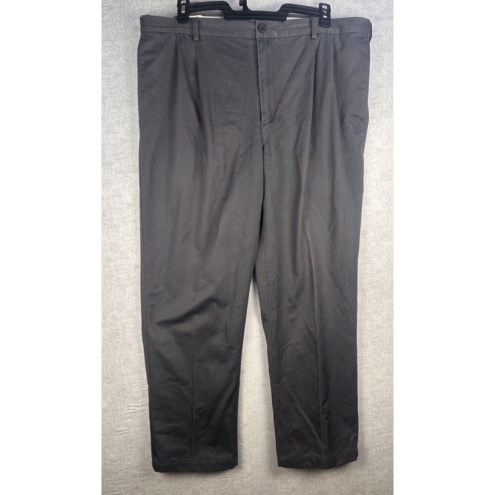 LANDS END Gray Traditional Fit Pleated Chino Pants Size 42”x 31” Cotton